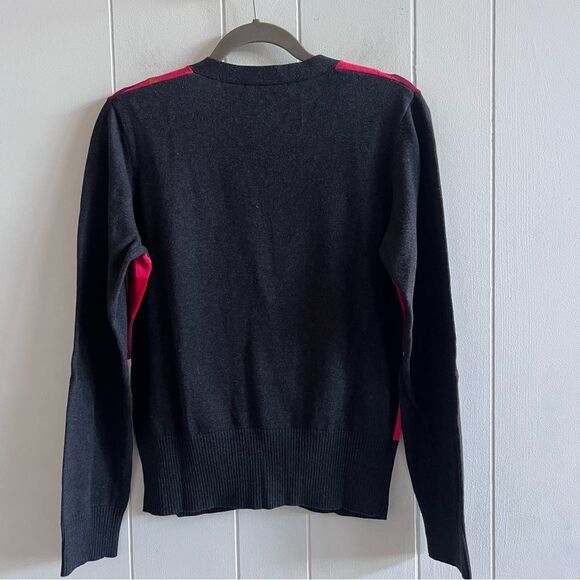 Cabi Argyle Preppy Colorblock Cotton Cardigan - Picture 3 of 10